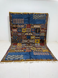 Moroccan Rug-Vintage berber rug : 7.3ft x 10.11ft / 221cm x 232cm-Moroccan Rugs-la porte d'or-High Atlas Mountains of Morocco-100% natural wool-1-la porte d'or