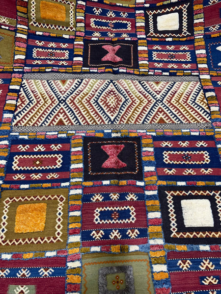 Moroccan Rug-Vintage berber rug : 6.8ft x 7.1ft / 203cm x 215cm-Moroccan Rugs-la porte d'or-High Atlas Mountains of Morocco-100% natural wool-1-la porte d'or